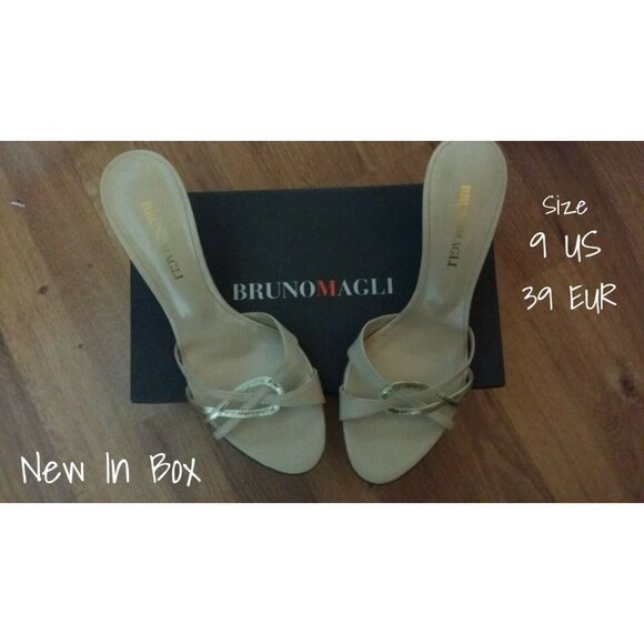 Bruno Magli Beige Heel Sandals - Size 39 EUR  9 US New In Box - Picture 1 of 12